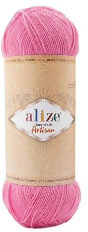100g Sockenwolle Alize Superwash Artisan 75% Wolle Strickwolle Häkelgarn Farbwahl, Farbe:178 bubblegum