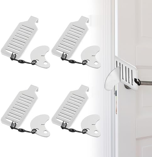 FUIPVGI 4 Pièces Verrou de Porte Portable Serrure de Porte Portable Verrou Porte Serrure de Voyage de Sécurité Bloque Porte Hotel Serrure de Porte Renforcée pour Voyage, Hôtel, Maison, Appartement