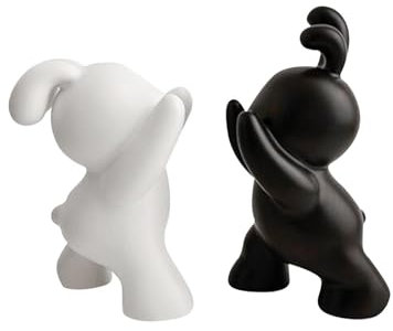 Folpus Serre-Livres décoratifs en céramique en Forme de Lapin, Figurines d'animaux, Serre-Livres pour contenir des Livres, butoirs de Livres en Forme de, Noir Blanc