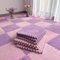 Schaumstoff-Spielmatte, 10 Stück, 30 x 30 x 1 cm, flauschige Plüschschaum-Bodenmatte, Bodenschutz, zotteliger Teppich, quadratische Bodenfliesen, Puzzle-Spielmatte für Spielzimmer (Rosa, Violett)