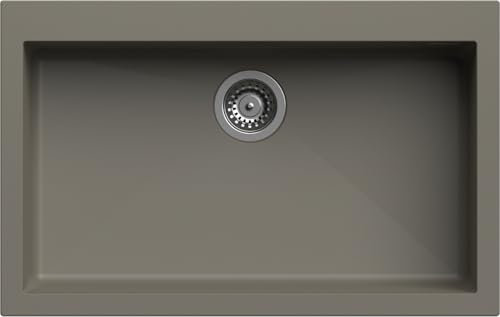 Lavello cucina Ettore Mix tortora quarzo fumè 1 vasca/vascone 79 x 50 cm Made in Italy
