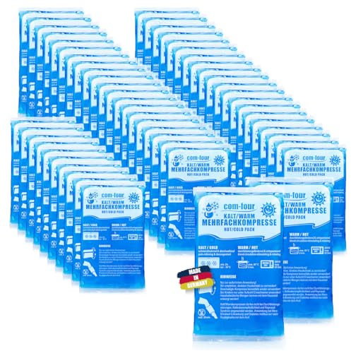 com-four® 50x Kleine Mehrfach-Kompressen 16 x 9 cm für Warm und Kaltkompressen, Kühlpads - Kühlpack mikrowellengeeignet - Made in Germany (50 Stück - klein)
