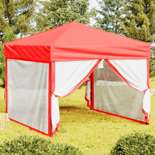 LAPOOH Partyzelt Faltbar mit Seitenwänden Rot 3x3 m, Pavillon, Faltpavillon, Canopy, Gartenpavillon, Rennzelt, Partyzelt, Arbeitszelt, Canopy Tent - 93534