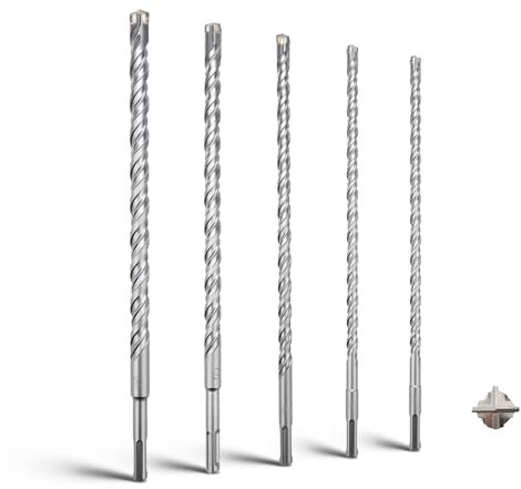 MOXPIFY Juego de brocas SDS Plus de 460 mm de diámetro, 10 mm, 12 mm, 14 mm, 16 mm de diámetro, para hormigón y mampostería (6 piezas)