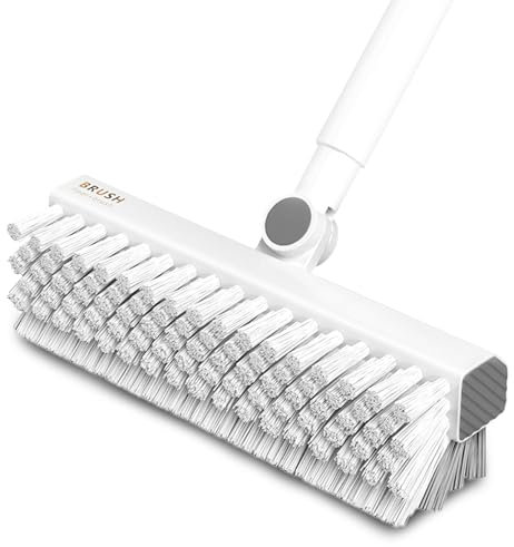 YIGAARUI Floor Scrub Brush with Long Handle,Wood grain floor brush Indoor/Outdoor Push Broom Stiff Bristles,Heavy Duty Stiff Bristle Floor Brush for Cleaning Bathroom, Shower Wall, Patio, Garage