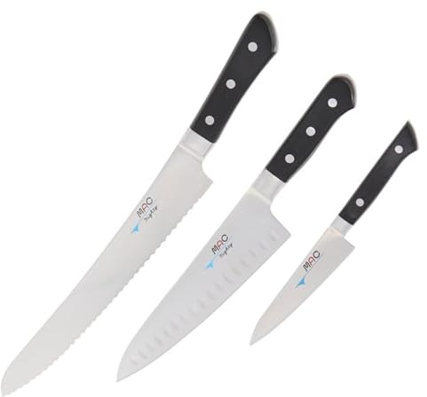 Mac Professional Knife Set (Pack 3), Black | Delivers razor-sharp slicing performance and comfortable, balanced grip during extended prep in catering environments.