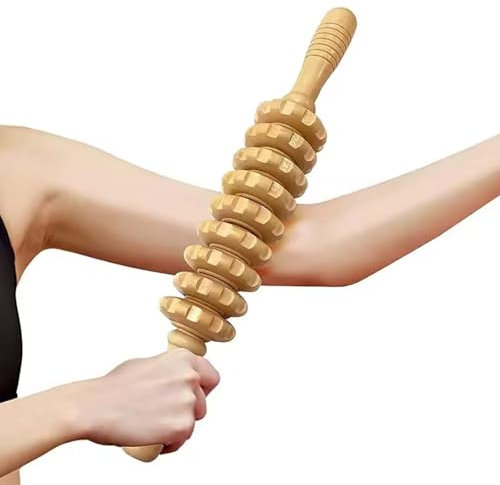 Rouleau de Massage Corporel en Bois, Appareil de Massage Roller Manuel,Rouleau Masseur Courbé Pour Tout Le Corps Favorise La Circulation,Soulagement des douleurs musculaires et détent