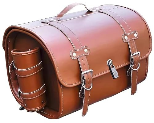 PUBIBD Motorrad Hecktasche für Honda Forza750 NSS750 Forza 750 NSS, Leder wasserdichte Retro Motorrad Pannier Satteltasche Reisetasche, 33L Motorrad Aufbewahrungstasche,C Light Brown