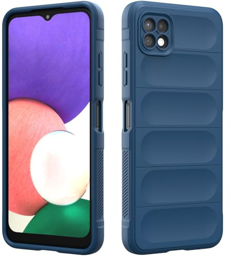 Coque en Silicone Compatible avec Samsung Galaxy A22 5G(Pas pour 4G), Étui Protection Antichoc, Housse avec Protege de Camera, Doublure Douce en Tissu Microfibre Protection Complète (Bleu Foncé)