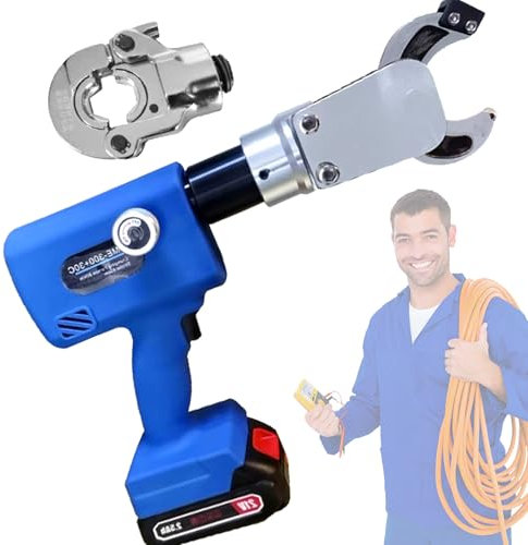 VNATWGOO Cutter Elettrico Idraulico per Crimpatura Cavi, Tagliacavi A Batteria con Set Multi-Matrici, per Lavori Elettrici Professionali