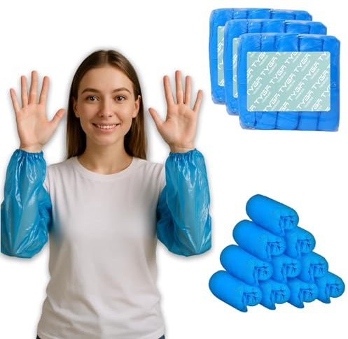 TYGA Arm Sleeves, Water-Resistant Oversleeves, Blue, Pack of 300