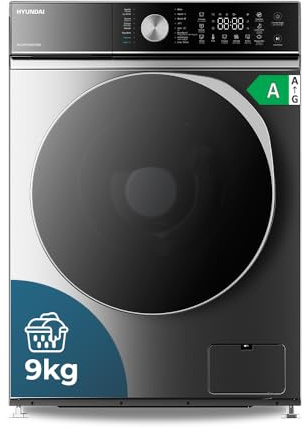 Hyundai Lavadora 9Kg Carga Frontal Inox HL9401AIDVBX. 1400rpm, Motor Inverter, 16 Programas, Función Stop&Go, Clase de Eficiencia Energética A