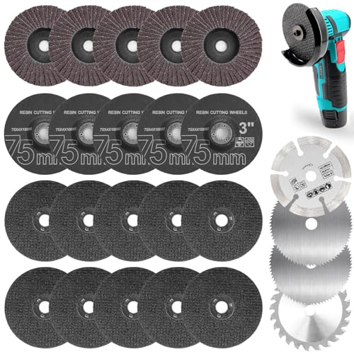 24 pezzi Dischi da Taglio 75mm per Smerigliatrice Angolare – Dischi Abrasivi, Polishing, Mezzatura per Metallo, Legno e Plastica, Accessori con Foro da 10mm