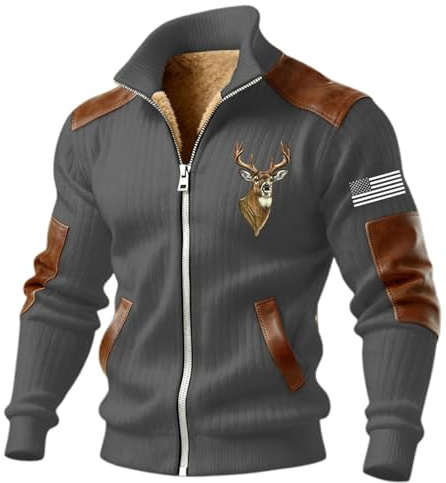 Gefomuofe Chaqueta de punto noruega para hombre, monocolor, forro polar, con capucha, forro grueso, chaqueta con capucha, chaqueta de punto para exteriores, chaqueta de peluche mullida, chaqueta de