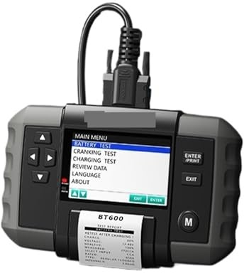 VCHICS Batterielasttester, BT600 12V 24V Autobatterietester Blei-Säure-Fahrzeug-Autoanalysator mit integriertem Thermodrucker Autobatterie-Werkzeug