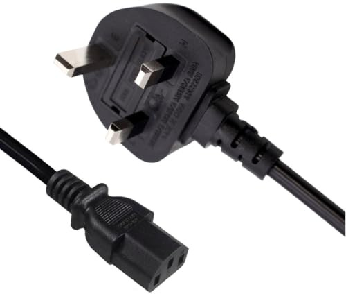 3M UK Plug 5A 350v Power Cable 3 Prong Power Cord for Ps3 Computers,TVs,Monitors,LG LED LCD Smart 1080p HDTV, for Samsung, for Acer,Epson Printer AC Cable,IECC13 to BS1363 3 Foot Kettle Lead Cord