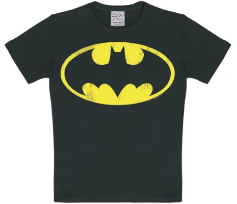 Logoshirt® DC Comics Batman Logo T-Shirt Kinder | Offiziell lizenziertes Batman-Merch, ikonisches Fledermaus-Logo, 100% Baumwolle, Comic T-Shirt mit Print, Mädchen und Jungen