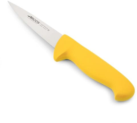 Arcos Cuchillo Carnicero Acero Inoxidable Nitrum y Hoja 130 mm. Cuchillo Cocina Profesional Cortar Carne, Pescado y Verduras. Mango ergonómico polioximetileno. Serie 2900. Color Amarillo.