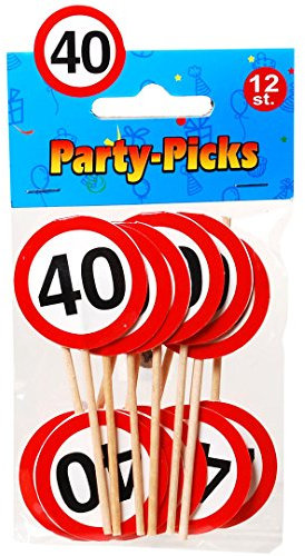 Party Picks Mini Schild Stecker 40 Geburtstagsdeko Sticker Spieße