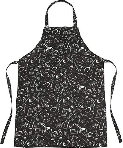 TRIXES Delantal Largo Cocinero Peculiar Diseño Negro - Delantal Cocinero - Cierre de Corbata