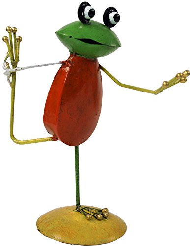 GURU SHOP Deko Frosch, Yogafrosch aus Buntem Metall - Design 4, 19x9x16 cm