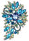 EVER FAITH Broche Forme Fleur avec Goutte d'eau Style Délicat Fastueux Accessoire de Vêtement Cristal Strass Bijou Cadeau Ton d'or Bleu