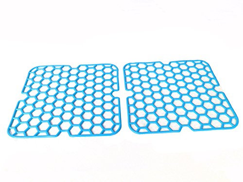 K&B Vertrieb Spülbecken Einlage eckig weich 28cm 2 Stück Spülbeckeneinlage Spüleinlage Spülbeckenmatte Spüle Einlage Gitter 059 (blau)