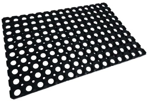 OSE - Caillebotis Exterieur - Caillebotis Caoutchouc, 60 x 40 cm, Noir - Paillasson Caoutchouc, Anti-Boue, Anti-dérapants - Robuste, Résistant Intempéries - Nettoyage Facile - 40 x 60 - Noir