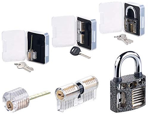 AGT Zubehör zu Übungsschlösser: Lockpicking-Erweiterungs-Set aus 2 Türschlössern & 1 Vorhänge-Schloss (Schlösser öffnen, Lockpicking-Übungsschloss, Türschlösser)