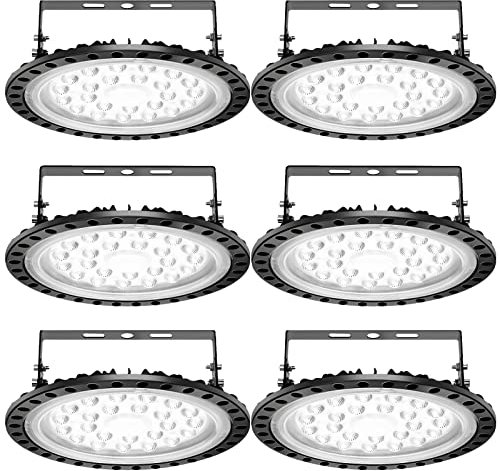 Viugreum LED UFO, 100W Led Hallenstrahler, 6000K-6500K Kaltweiß 120°Abstrahlwinkel Industrielampe, IP65 Wasserdichte - SMD2835 96Leds (100W, 6 Pack)