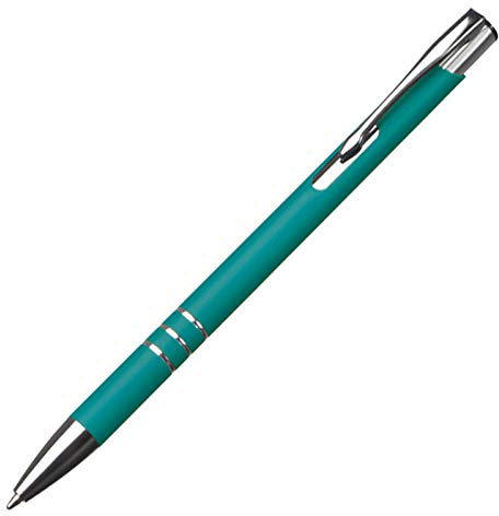 Schlanker Kugelschreiber / aus Metall / Farbe: türkis