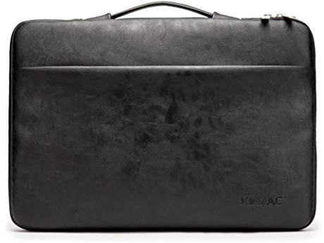 Kinmac – Housse de protection à 360° étanche avec poignée pour ordinateurs portables 12-13,3, Surface Pro, MacBook Pro 13, MacBook 12,9, MacBook Air 12 Retina et iPad Pro 13,3 (noir PU)