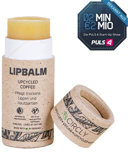 CIRCLY Lippenpflegestift mit Kaffeeöl, Kokosöl und Sheabutter für trockene Lippen in umweltfreundlicher Papphülse Zertifizierte 1er Pack (1 x 5,5g) bekannt aus 2Minuten 2Millionen