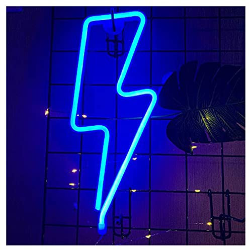 ENUOLI Lightning Bolt Neon Light Blue Neon Light Signs Neon Lights for Walls USB/Battery Powered Neon Night Lights Neon Lights Lightning LED Lights up Signs for Bedroom Game Room Decoration