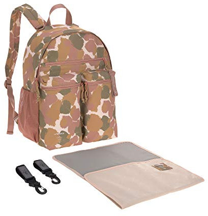 LÄSSIG Baby Wickelrucksack mit Wickelunterlage, Kinderwagenbefestigung/Casual Urban Backpack Tinted spots