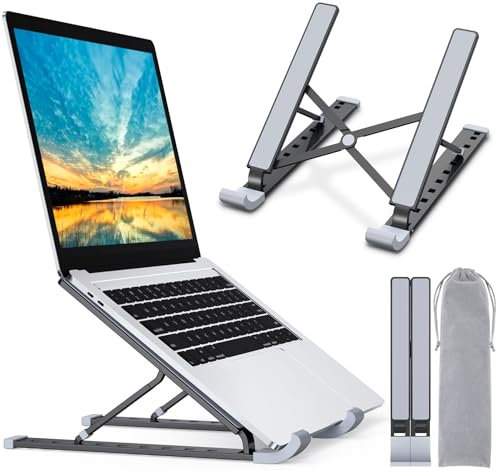 Babacom Laptop Stand, Aluminum Portable Laptop Cooling Desk Holder, 9-Levels Adjustable Notebook Riser Mount, Ventilated Computer Stand, Compatible with MacBook Pro Air, iPad,10-15.6” Laptops
