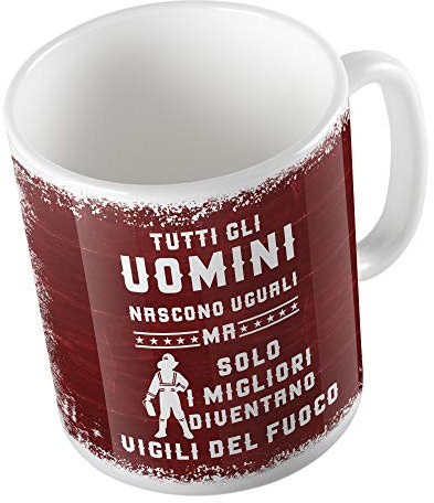t-shirteria Tazza in Ceramica - Tazza Mestieri - Tutti gli Uomini nascono uguali ma solo i migliori divenatno Vigili del Fuoco - Tazza Idea Regalo - Gadget Idee Regalo