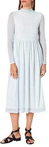 NA-KD Recycled LS Mesh Dress Vestido, Azul Claro Blanco Floral, 48 para Mujer