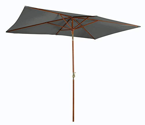 Pure Home & Garden Holz Sonnenschirm Madeira 300 x 200 cm anthrazit, mit UV-Schutz 50 Plus, Kurbel, Knickfunktion und abnehmbarem Bezug