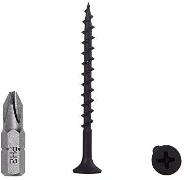 Lot de 50 vis en acier carbone phosphate noir 3,9 x 45 mm pour cloison sèche, vis à bois, tête de bugle Phillips, fixations pour panneaux d'aggloméré (50, 3,9 x 45 mm)