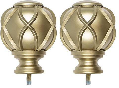 KAMANINA Ersatz-Endstücke für 2,5 cm Gardinenstangen, Gardinenstangen-Endstücke, warmes Gold, Netzstruktur, 2 Stück, M6 Standardschraube