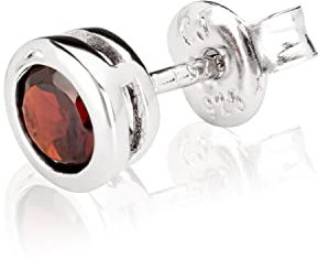 NKlaus Einzel 6,0mm Ohrstecker 925 Sterling Silber Granat echt Zarge Ohrring rhodiniert 3768