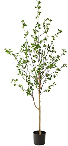 Nearly Natural 6.5ft Minimalist Artificial Citrus Tree with Bendable Branches for Indoor Home Decor, Faux Greenery Plant in Nursery Planter