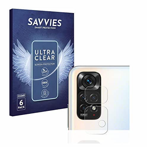 savvies Protector Pantalla para Xiaomi Redmi Note 11S (SÓLO Cámara) (6 Unidades) Película Ultra Transparente