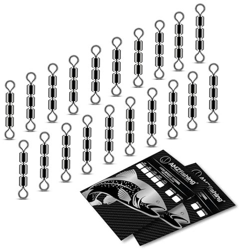 AMZfishing NEU 20x High-Speed Wirbel | Dreifachwirbel | Angelwirbel | Forellenwirbel | Angelzubehör | Forellenköder | Wirbelsortiment | Angeln Wirbel | Angeln Zubehör (20, 8)