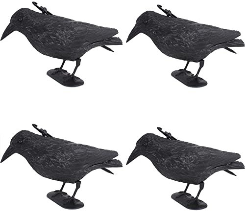 Novatool 4X Taubenschreck für Balkon Rabe I Kunststoff I schwarz I Vogelabwehr natürliche Schädlingsbekämpfung Krähe Attrappe Abwehr von Tauben Greifvogel Attrappe Plastikraben Rabe zur Taubenabwehr