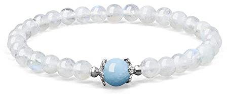 COAI Geschenkideen Damen Glücksarmband aus Mondstein und Aquamarin Reikiarmband von Einfachem Stil