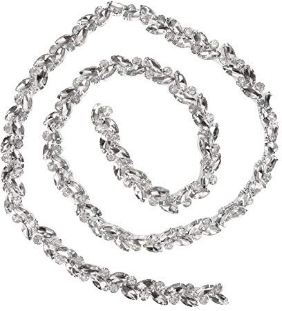 Strassband zum Aufnähen und Aufbügeln, 1 Rolle Glänzende Kristallsteine Kette als Perlen Borte für Kleider, Taschen, Hochzeitsdekoration, DIY Schmuck (Weiß)