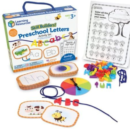 Learning Resources Skill Builders! Alphabet & Letter Sounds Activity Set, Learn the Alphabet, Upper & Lowercase Letters, Reading for 3 Year Olds, Fine Motor Skills, 91 Pieces