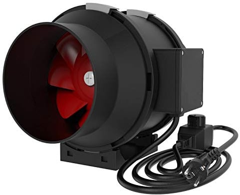 Rohrventilator 200 mm Anschluss 130 W Grow Fan Lüfter Abluft Gebläse für Growzelte Industrie Lüftung dimmbar 2,4 M Kabel EU-Stecker (1000 m³/h (regelbar))